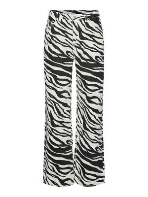 VMTESSA HR WIDE ZEBRA JEANS BLACK-WHITE Bright White/BLACK Z