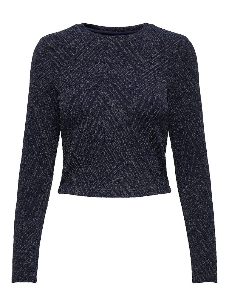 ONLSHINY L/S GLITTER TOP JRS  Navy Blazer-Zigzag navy blazer