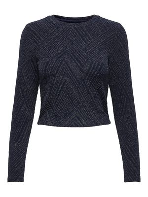 ONLSHINY L/S GLITTER TOP JRS  Navy Blazer-Zigzag navy blazer