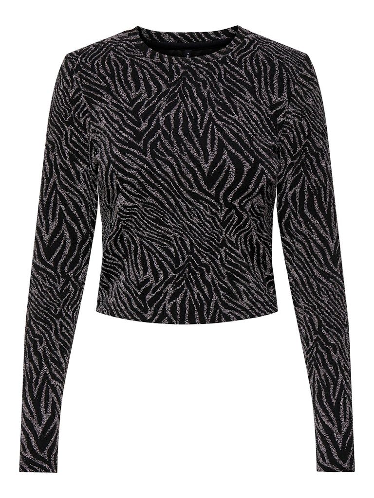 ONLSHINY L/S GLITTER TOP JRS  Black-Tiger phantom