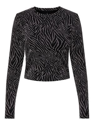 ONLSHINY L/S GLITTER TOP JRS  Black-Tiger phantom