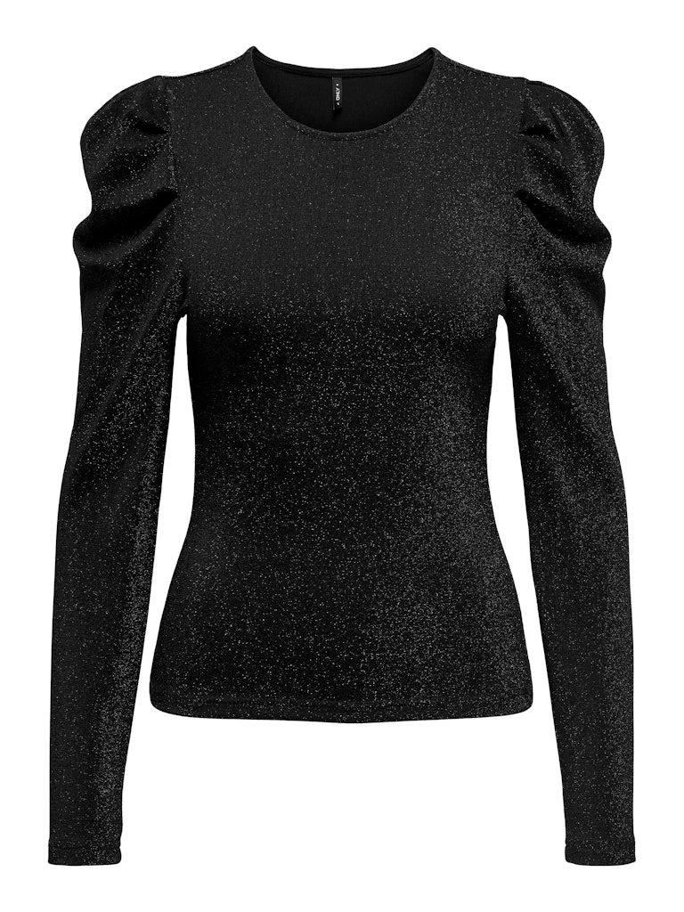 ONLRICH L/S GLITTER PUFF TOP JRS Black-Black glitter