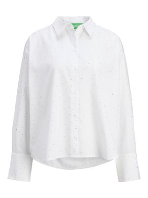 JXLISA LS SHINE SHIRT WVN White-SILVER RINESTONE