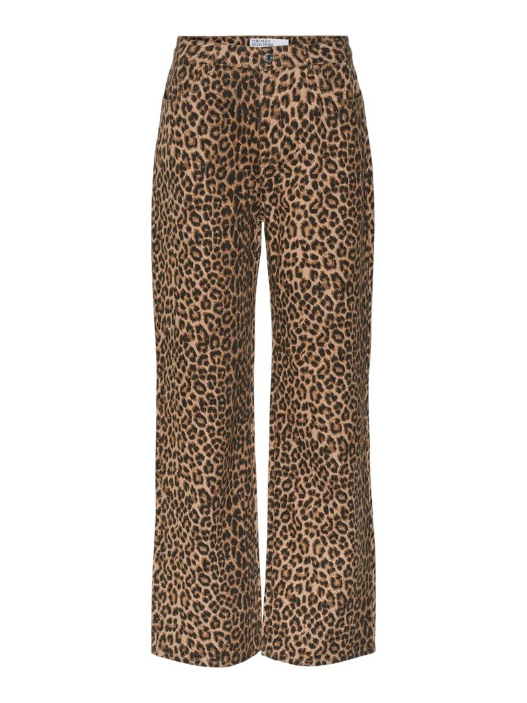VMTESSA HR WIDE STRETCH AOP JEANS NOOS Silver Mink/LEOPARD