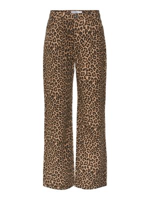 VMTESSA HR WIDE STRETCH AOP JEANS NOOS Silver Mink/LEOPARD