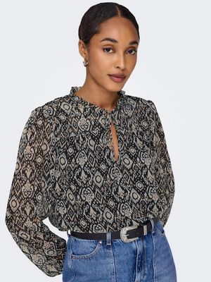 ONLDITSY L/S BLOUSE WVN NOOS Black/SHANA GRAFIC