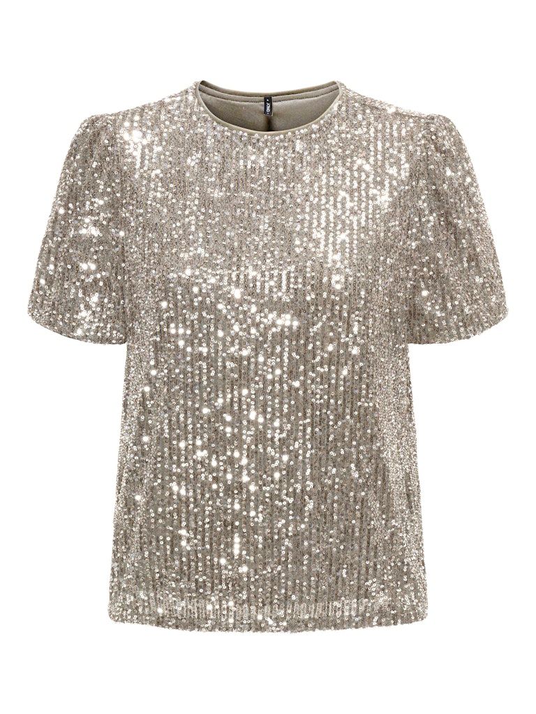 ONLANA S/S LOOSE SEQUINS TOP JRS Pumice Stone-Pumice stone sequ