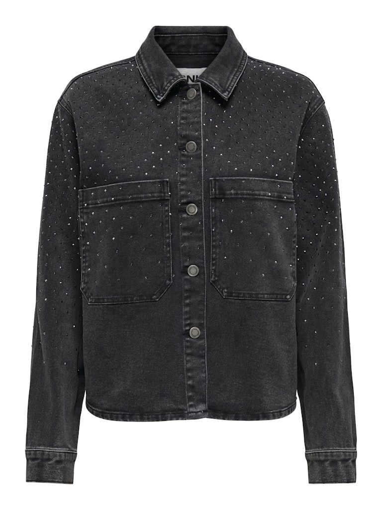 ONLCASSIE RHINESTONE LS SHIRT DNM BJ Washed Black
