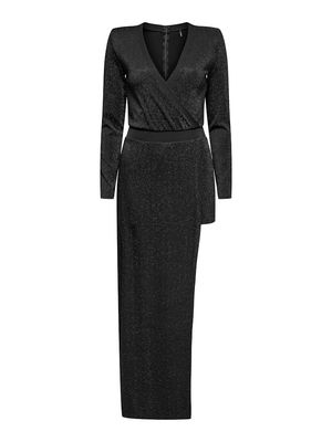 ONLRICH L/S V-NECK GLITTER ROMPER JRS Black-Black glitter
