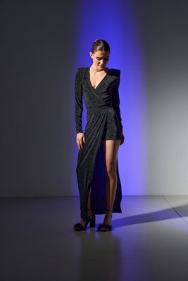 ONLRICH L/S V-NECK GLITTER ROMPER JRS Black-Black glitter