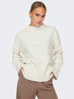 ONLIMA LS LOOSE STRUC HIGHNECK CC KNT Cloud Dancer