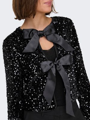 ONLANIKA SEQUINS LS BOW TOP WVN Black-BLACK BOW