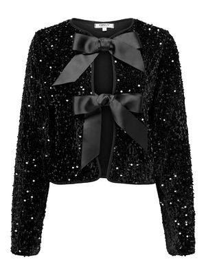 ONLANIKA SEQUINS LS BOW TOP WVN Black-BLACK BOW