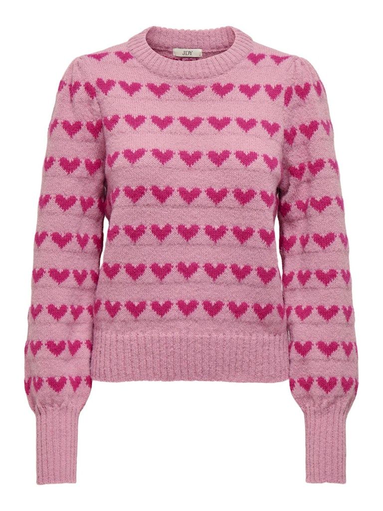 JDYSIGRID LIFE L/S ON PUFF PULL KNT NOOS Lilas-W. CACTUS hearts