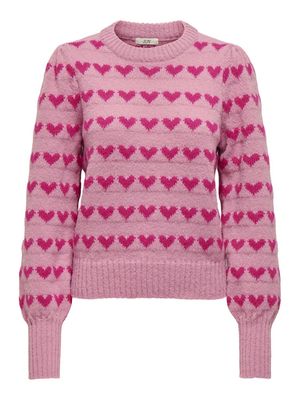 JDYSIGRID LIFE L/S ON PUFF PULL KNT NOOS Lilas-W. CACTUS hearts