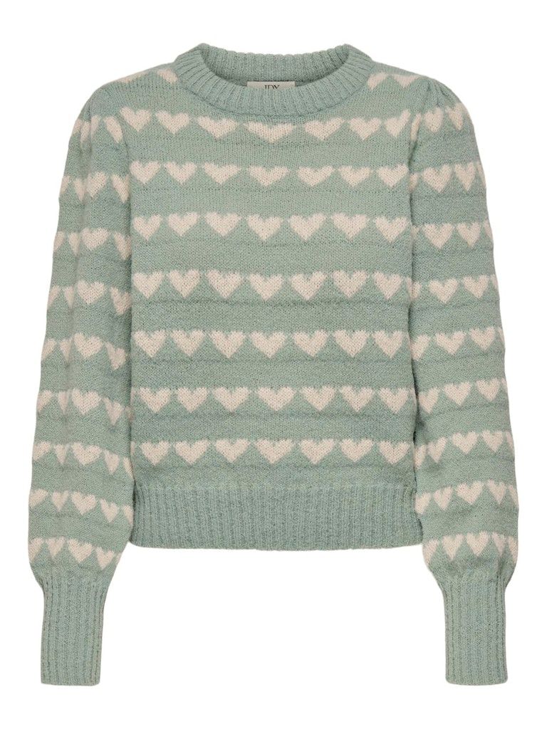JDYSIGRID LIFE L/S ON PUFF PULL KNT NOOS Iceberg Green/W. CEM