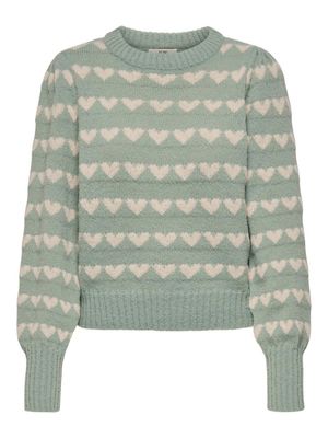 JDYSIGRID LIFE L/S ON PUFF PULL KNT NOOS Iceberg Green/W. CEM