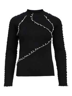 OBJJANNE KNIT SLI L/S PULLOVER 136 Black-Cloud dancer