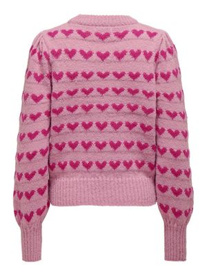 JDYSIGRID LIFE L/S ON PUFF PULL KNT NOOS Lilas-W. CACTUS hearts