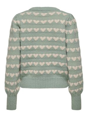 JDYSIGRID LIFE L/S ON PUFF PULL KNT NOOS Iceberg Green/W. CEM