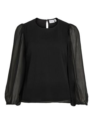 VIFALIA O-NECK L/S TOP - NOOS Black