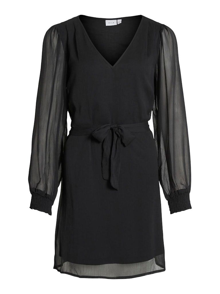 VIFALIA SMOCK V-NECK L/S DRESS - NOOS Black