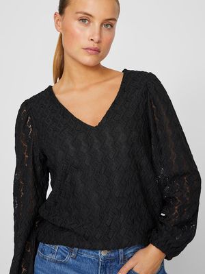 VIFERYA V-NECK L/S TOP/R/BF Black Beauty
