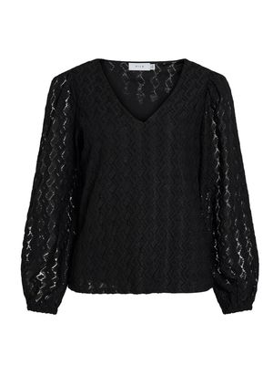 VIFERYA V-NECK L/S TOP/R/BF Black Beauty