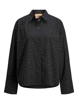 JXLISA LS SHINE SHIRT WVN Black-SILVER RINESTONE