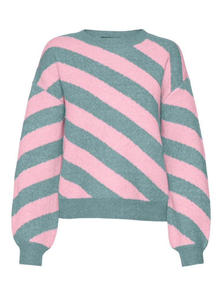 VMLARA LS O-NECK PULLOVER BOO REP Gray Mist/PINK-A-BOO