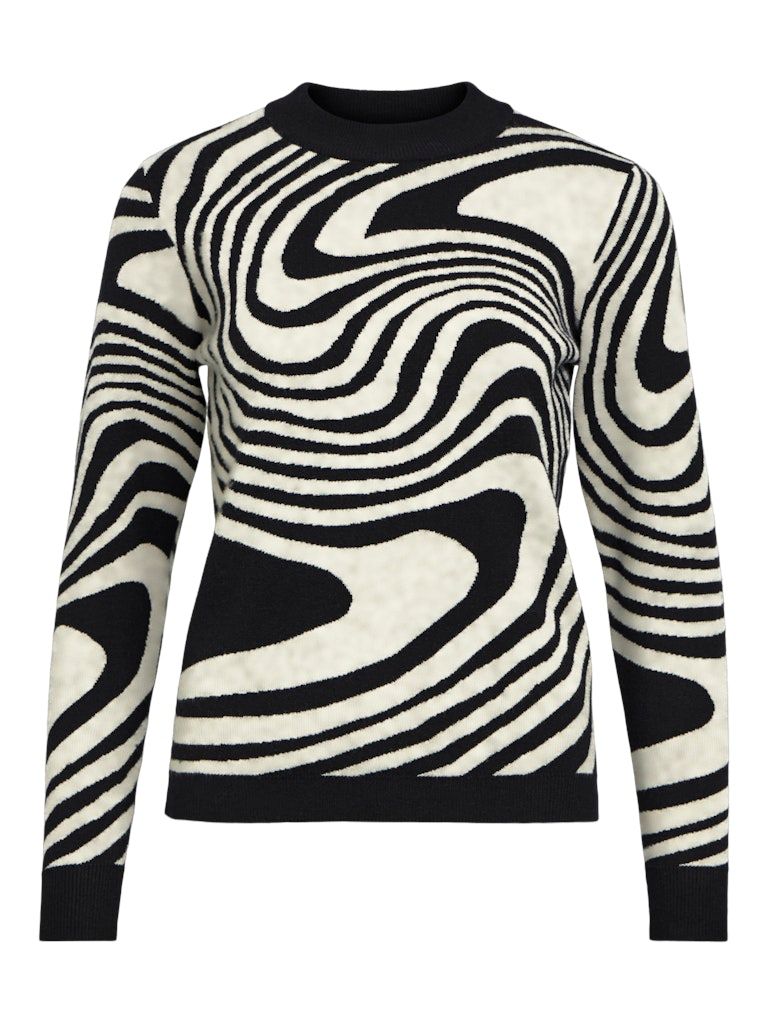 OBJRAY L/S KNIT PULLOVER AOP NOOS Black/Sandshell zebr