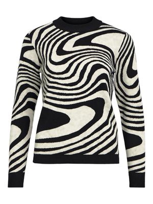 OBJRAY L/S KNIT PULLOVER AOP NOOS Black/Sandshell zebr