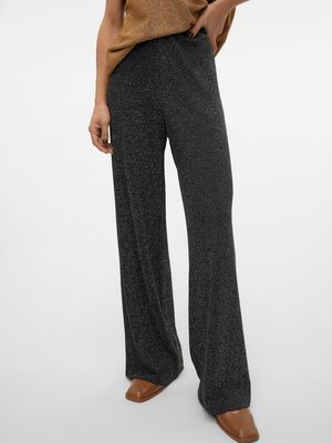 VMKANVA NW GLITTER WIDE PANT JRS Black-SILVER LUREX