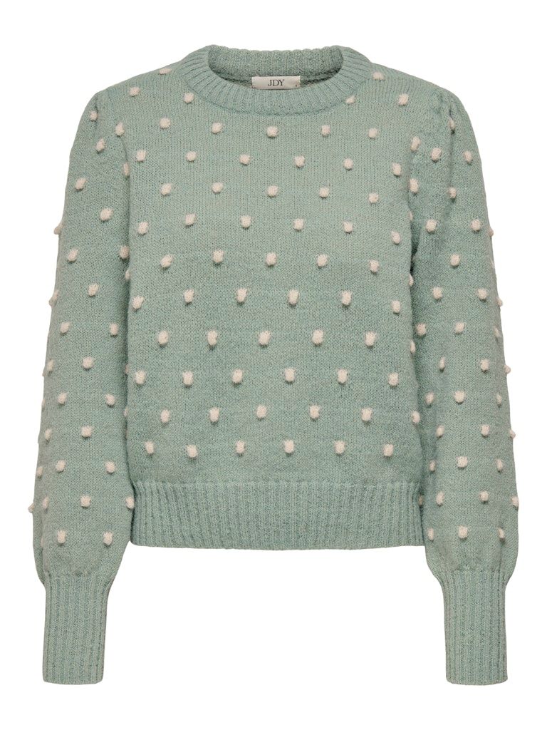 JDYSIGRID LIFE L/S ON PUFF PULL KNT NOOS Iceberg Green-W. CEMENT DOTS