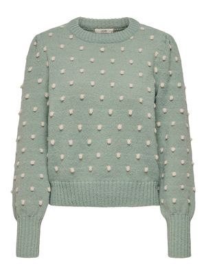JDYSIGRID LIFE L/S ON PUFF PULL KNT NOOS Iceberg Green-W. CEMENT DOTS
