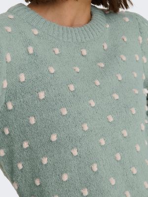JDYSIGRID LIFE L/S ON PUFF PULL KNT NOOS Iceberg Green-W. CEMENT DOTS