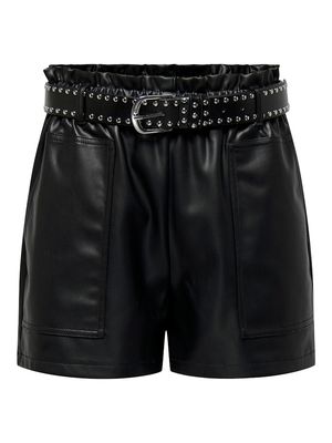 JDYMAYA HW BELTED PU SHORTS PNT Black