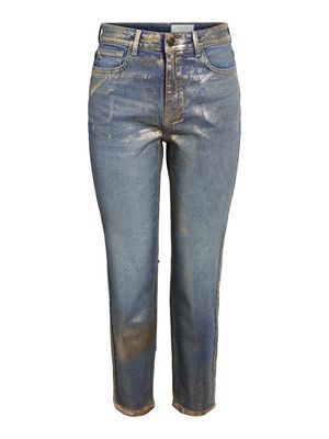NMMONI HW ST ANK GOLDEN COATED JEANS Dark Blue Denim