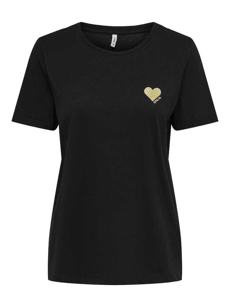 ONLKITA LIFE S/S TOP NOOS Black/GOLD GLITTER H