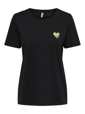 ONLKITA LIFE S/S TOP NOOS Black/GOLD GLITTER H
