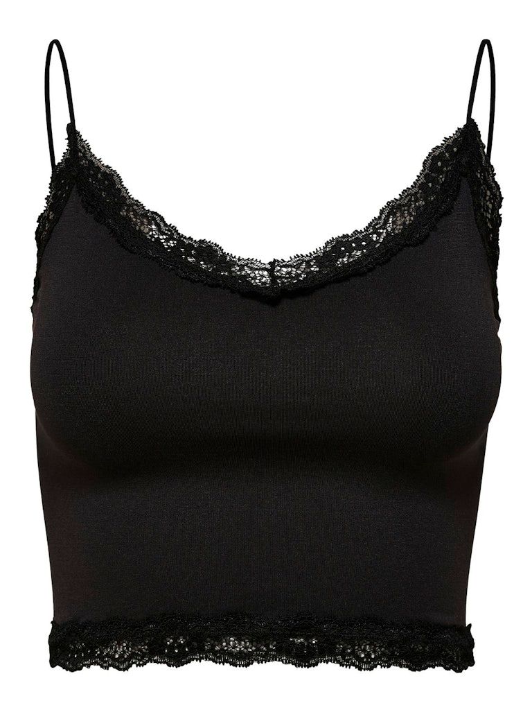 ONLVICKY LACE SEAMLESS CROPPED TOP NOOS Black