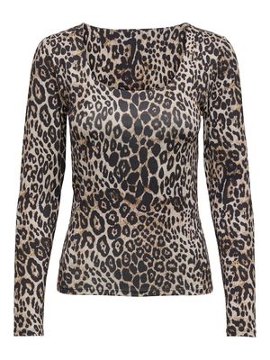 ONLLONE AOP L/S TWO WAY TOP JRS Cloud Dancer/LEO AOP