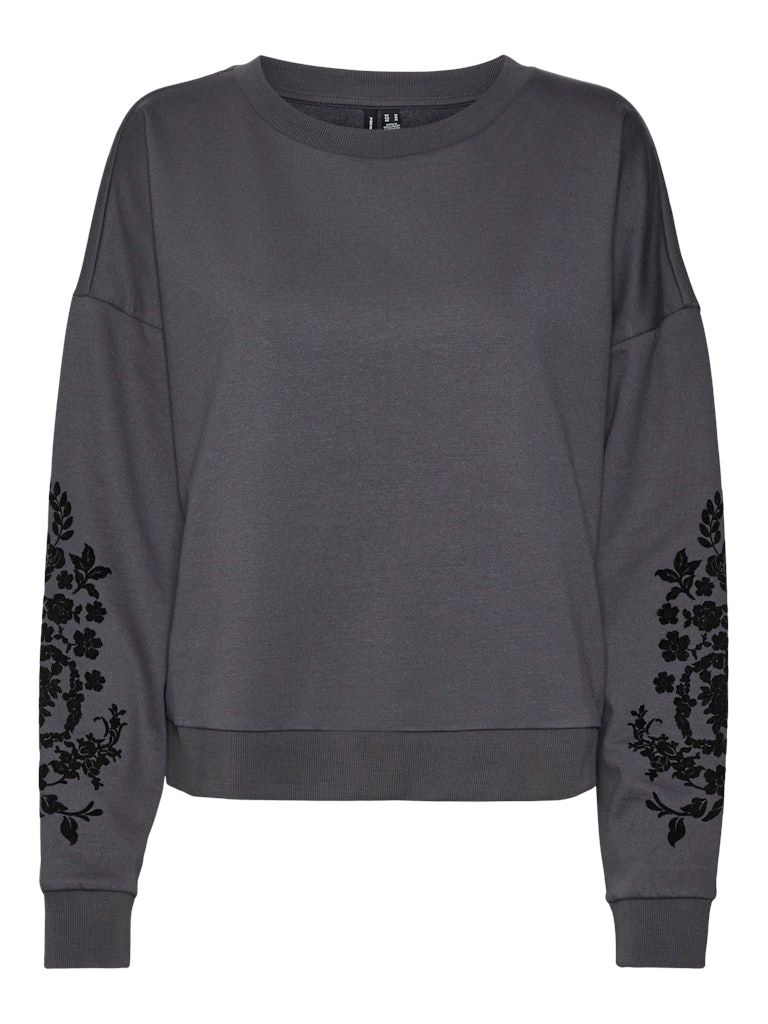 VMHELEN TRINA LS SWEAT BOX JRS GA Asphalt-BLACK FLOCK SLEEVES