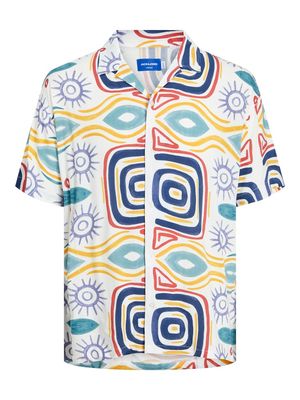 JORJEFF GALLERY AOP RESORT SHIRT SS TG Cloud Dancer/AZTEC