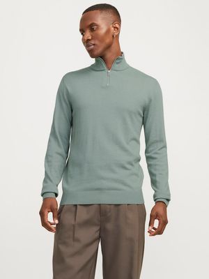 JJEEMIL KNIT HALF ZIP NOOS Iceberg Green