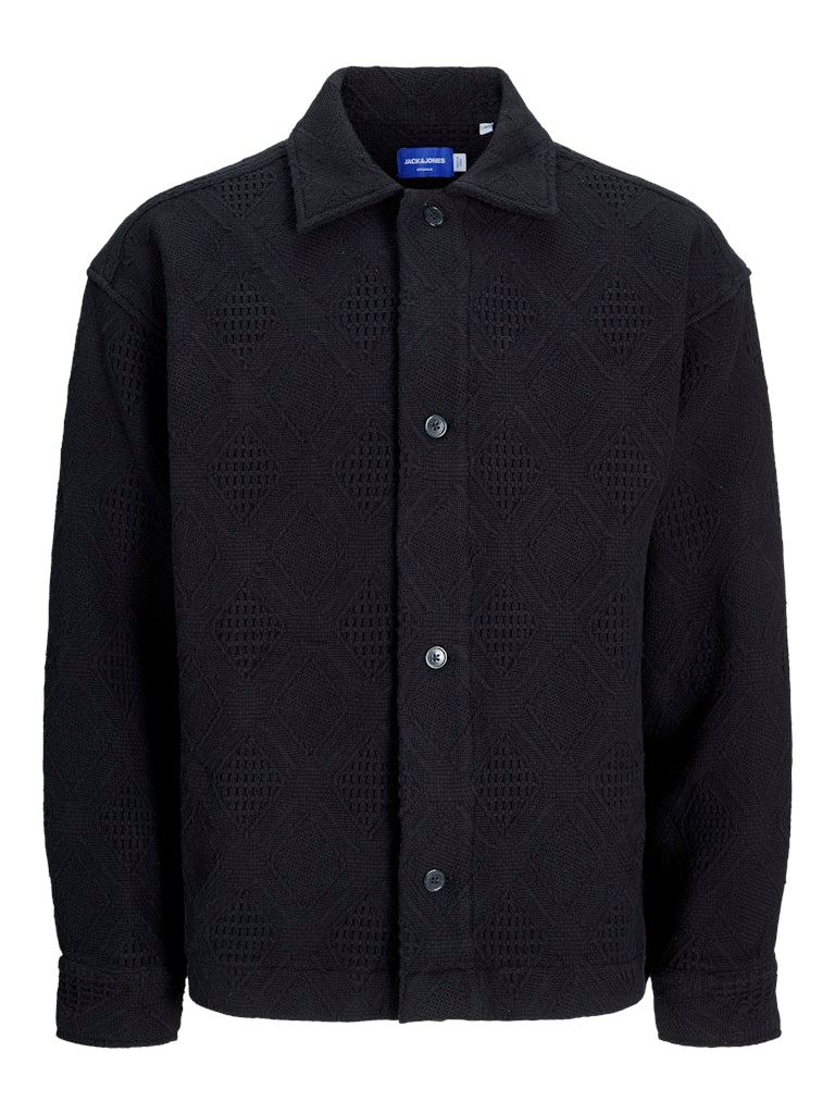 JORGREENPOINT JACQUARD OVERSHIRT LS LN Black