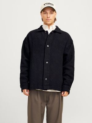 JORGREENPOINT JACQUARD OVERSHIRT LS LN Black