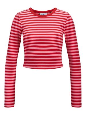 JXFELINE STR LS STRIPE RIB TEE JRS NOOS Racing Red/MORNING G