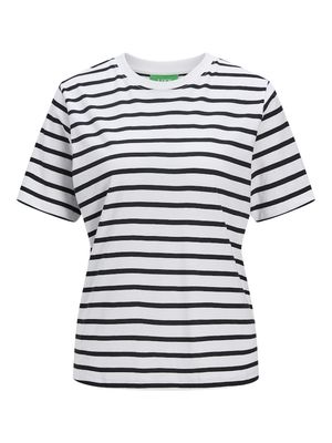 JXANNA SS REGULAR EVERY STRIPE TEE JRS Bright White/BLACK