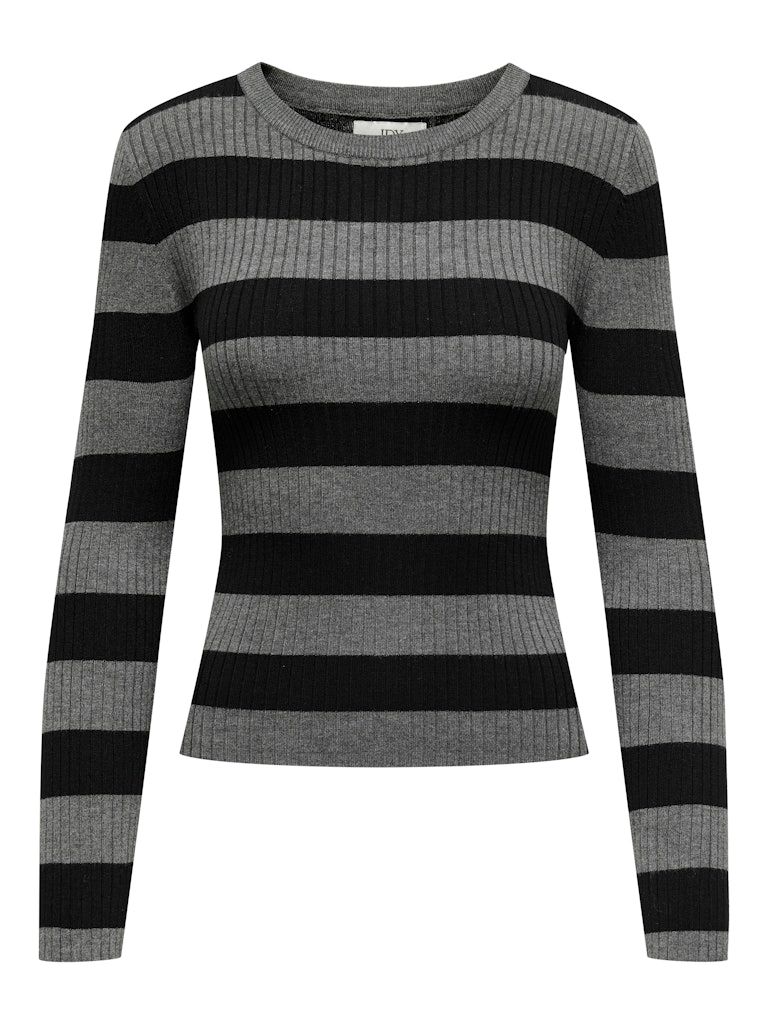JDYPLUM L/S O-NECK PULLOVER KNT NOOS Dark Grey Melange/BL